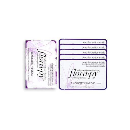 Florapy Beauty Deep Hydration Sheet Aromatherapy Mask, Blackberry Primrose, 5 Count