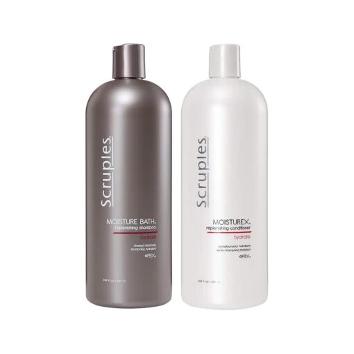 Scruples Moisture Bath Shampoo & Moisturex Conditioner Set - Nourishing & Moisturizing Duo Hair Care Products for Dry, Damaged, and Frizzy Hair Repair - Damaged Hair Repair Kit ( 33.8 oz )