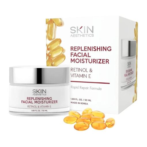 Retinol & Vitamin E Daily Face Moisturizer - Repairs & Moisturizes, Reduce Wrinkles & Smooths Skin, Anti-aging Day Cream - Cruelty Free Korean Skin Care - All Skin Types - 1.69 Fl, oz