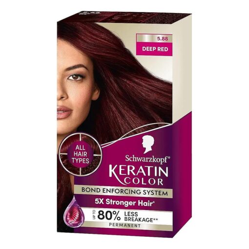 Keratin Color Permanent Hair Color, 5.88 Deep Red, 1 Application - Professionally Inspired Permanent Hair Dye, for up to 80 % Less Breakage vs Untreated Hair and up to 100 % Gray Coverage