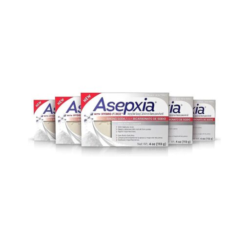 Asepxia Cleansing Bar Baking Soda, Multipack : Deep Skin Cleansing, Acne Fighting with 2 % Salicylic Acid, Removes Oil and Dirt, Prevents Imperfections, Suitable for All Skin Types - 4 Oz, 5 Count