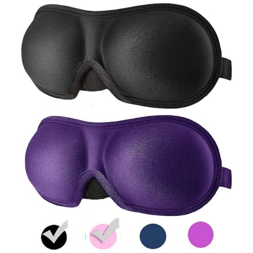 3D Eye mask for Sleeping, Machine Washable, Sleep Mask for Women, Blinder Blindfold Airplane ( Black+Purple )