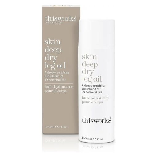 THISWORKS skin deep dry leg oil : Deeply Enriching Blend of 9 Essential Oils for Shiny, Soft Skin, 5.28 Fl Oz ( 150ml )