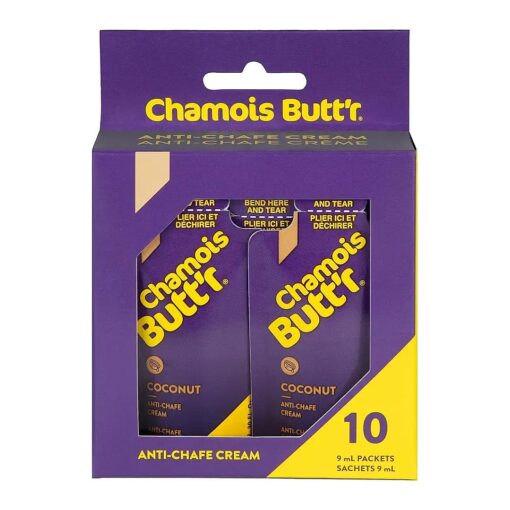 Chamois Butt ' r Coconut Anti-Chafe Cream, 10-pack of 9mL packets