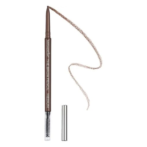 Mirabella Brow Pencil, Ultra-Fine Point Precision Waterproof Eyebrow Pencil Offers Rich, Blendable, Long-Lasting and Smudge-Proof Hair-Like Strokes to Define and Fill In Brows Naturally, Medium