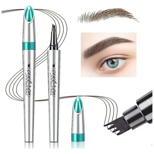 Eyebrow Pencil Eyebrow Microblading Pen - Eyebrow Pen Micro 4 Point Brow Pen Lift & Snatch Eyebrow Eye Makeup Long-Lasting Waterproof & Smudge-proof Natural Eyebrow Hair ( Dark Brown )