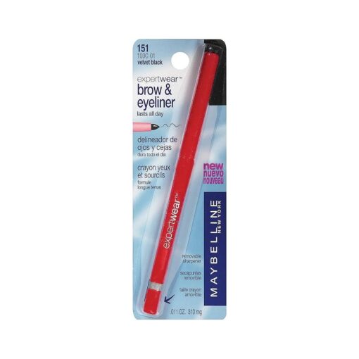 Maybelline Expert Wear Brow & Eyeliner Pencil, Velvet Black, 0.01 oz .