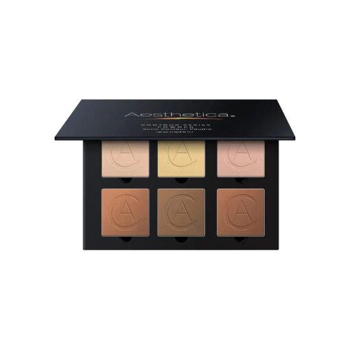 Aesthetica Cosmetics Contour and Highlighting Powder Foundation Palette/Contouring Makeup Kit ; Easy-to-Follow, Step-by-Step Instructions Included