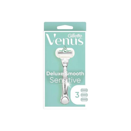 Gillette Venus Deluxe Smooth Sensitive Womens Razor Handle + 3 Blade Refills