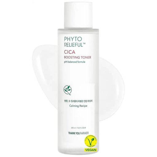 THANKYOU FARMER Phyto Relieful CICA PHA LHA Boosting Toner 7.03 fl oz ( 200ml ), Dermatologist Tested, Alcohol-Free Liquid Exfoliant for Face, Oil-Free Hydrating Toner, Vegan, Fragrance-Free