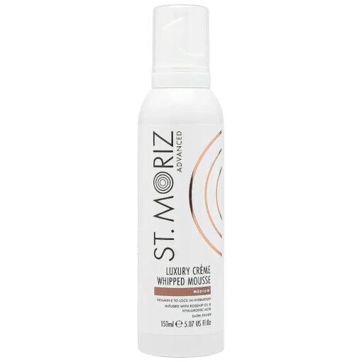 St Moriz Advanced Luxury Creme Whipped Self Tanner Mousse in Medium - Luxurious Self Tanner Foam with Hyaluronic Acid, Rosehip Oil & Vitamin E, 150ml - Natural Sunkissed Glow - Dermatologically Tested