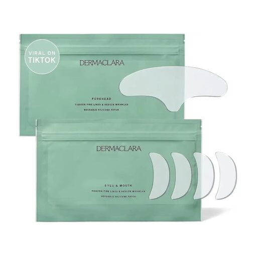 Dermaclara Silicone Face Patches for Wrinkles & Fine Lines - Silicone Fusion Treatment Anti-Wrinkle Patches for Pregnancy Safe SkinCare - Reusable Under Eye, Forehead & Face Wrinkle Patches