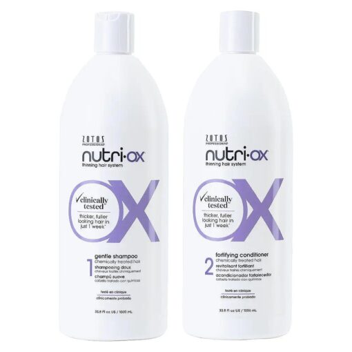 NUTRI-OX Gentle Shampoo Chemically-Treated for Colored Thinning Hair | Thicker, Fuller-Looking Hair | Clinically & Dermatologically Tested | Peppermint | Color-Safe