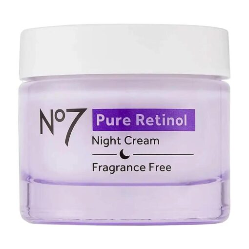 No7 Pure Retinol Night Cream - Collagen-Boosting Retinol Cream that Visibly Smoothes, Plumps & Firms Complexion - Dermatologist Approved & Fragrance-Free ( 1.69 Fl Oz )