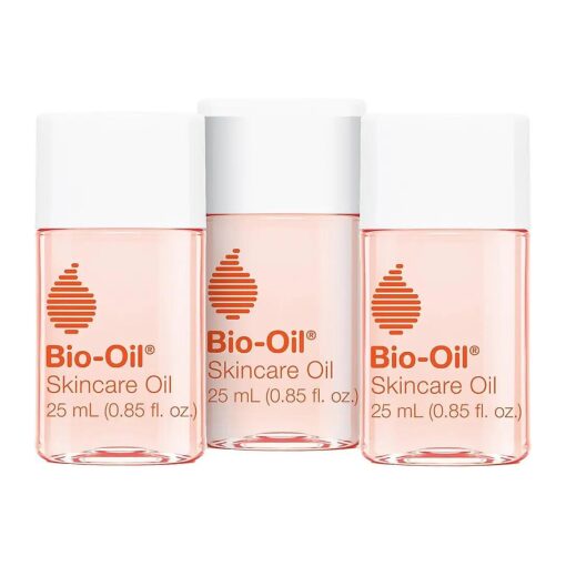 Bio-Oil Skincare Body Oil Serum for Scars and Stretch Marks, Body and Face Moisturizer, Dermatologist Recommended, Non-Comedogenic, Travel Size, For All Skin Types, Vitamin A, E, 0.85 Oz, Pack of 3