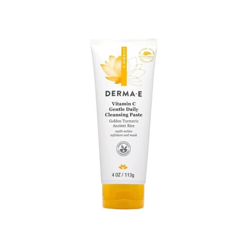 Derma E Vitamin C Gentle Daily Cleansing Paste - Vitamin C Face Mask or Cleanser with Turmeric - Facial Mask Brightens & Clarifies, 4.0 Oz