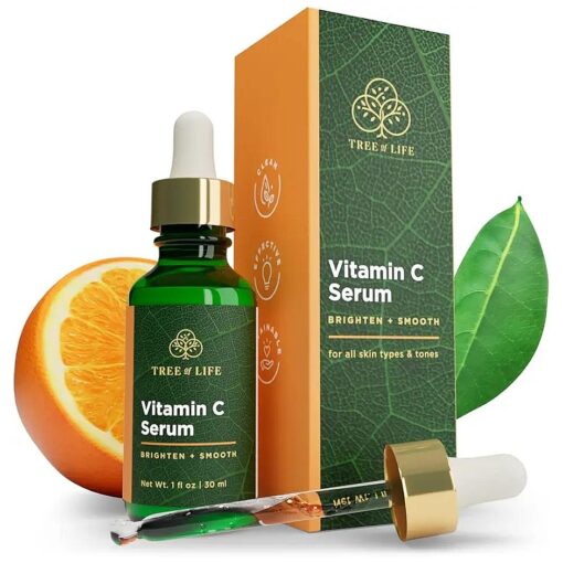 Tree of Life Facial Serum for Face, Brightening, Firming, Hydrating, Dry Skin, Dermatologist Tested - Vitamin C Serum