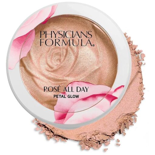 Physicians Formula Rose All Day Highlighter Blush Face Powder, Shimmer Petal Glow, Pink Soft Petal, Dermatologist Tested, Clinicially Tested