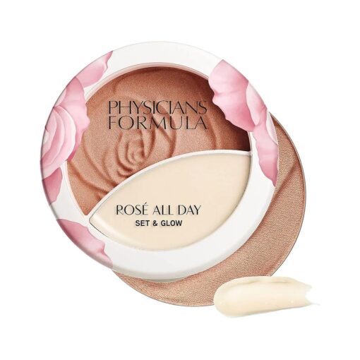 Physicians Formula Rose All Day Set & Glow Highlighter Face Makeup Powder Sunlit Glow, Dermatologist Approved