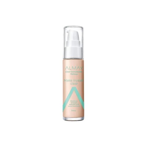 Almay Foundation, Acne Face Makeup with Salicylic Acid, Face Makeup with Skincare Ingredients, Matte Finish, Hypoallergenic, Cruelty Free, Dermatologist Tested Foundation, 100 Ivory, 1 Oz