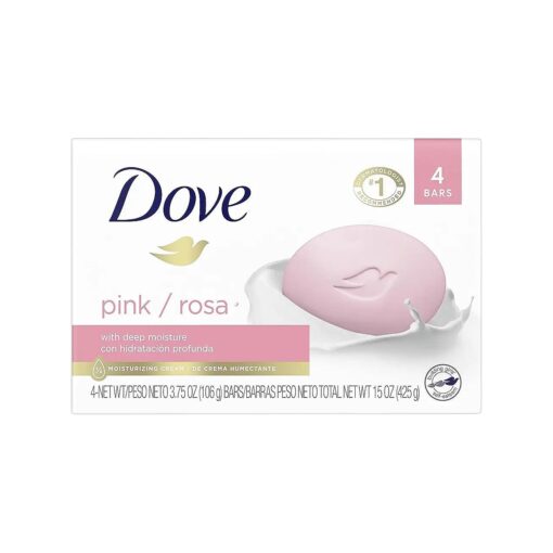 Dove Beauty Bar Gentle Skin Cleanser Moisturizing for Gentle Soft Skin Care Pink More Moisturizing than Bar Soap 3.75 oz, 4 Bars