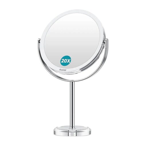 Double Sided Magnifying Makeup Mirror, 20X / 1X Magnification Freestanding, Tabletop Vanity Mirror Magnified with 360deg Rotation, Portable for Dressing Table, Bathroom, Bedroom or Travel