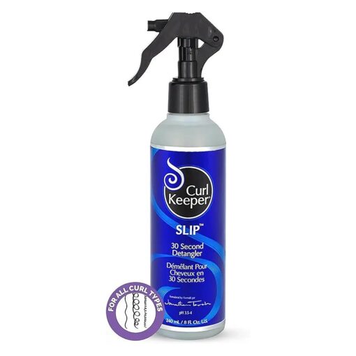 Curl Keeper Slip Hair Detangler Spray for Curly Hair, 8 Fl Oz - Leave In Conditioner Spray for Men, Women & Kids - Water-Based Detangling Spray Loosens Knots & Tangles with Aloe Vera & Silk Protein