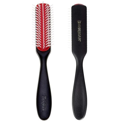 Denman Curly Hair Brush D143 - 5 Row Styling Mini Brush With Long Handle for Detangling, Separating, Shaping and Defining Curls and Smoothing Hair- For Women and Men