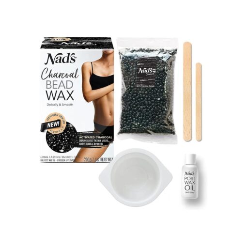 Nad 's Hard Wax Beans Activated Charcoal Waxing Kit, Wax Beads Hair Removal for Women, 1 Count