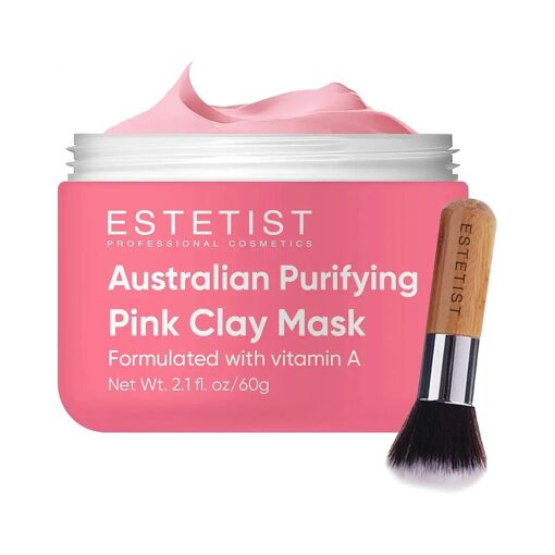 Purifying Pink Face Mask With Australian Pink Clay Blackhead Remover Quality Pore Cleanser Evens Skin Tone Acne Spot Treatment Natural Pore-Reducing Exfoliating & Detoxifying