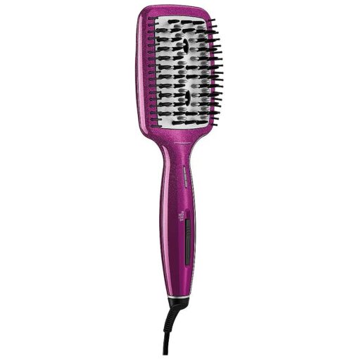 Conair Diamond-Infused Ceramic Smoothing Hot Brush/Straightening Brush, Pink, 400 Degree High-Heat with 3 Settings