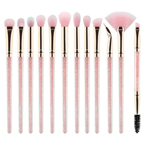 Eye Makeup Brushes, Refreshyourlife 12 Pcs Professional Eye Brush Set Eyeshadow, Eyebrow, Blending, Fan, Eyelash Brushes Set ( Pink Diamond )