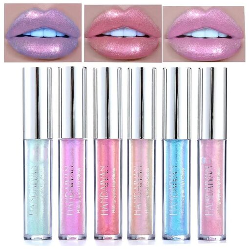 Glitter Liquid Lipsticks Set 6 color Diamond Shimmer Metallic Lipstick Waterproof Long Lasting Makeup Kit Face Eye Glow Shimmer Shinning Lip Gloss Set