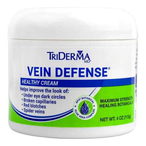 TriDerma Vein Defense Healthy Cream, Helps Improve the look of Spider Veins, Broken Capillaries, Red Blotches and Under Eye Dark Circles 4 oz