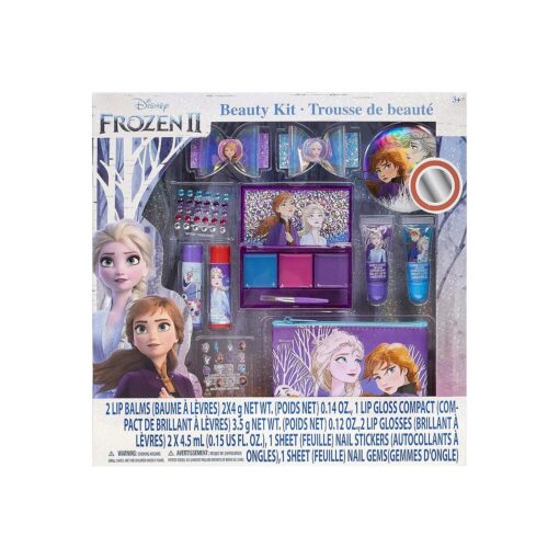 Disney Frozen - Townley Girl Super Sparkly Cosmetic Beauty Makeup Set For Girls with Clips, Lip Gloss, Nail Stickers, Lip Balm, Nail Gems and Mirror For Parties, Sleepovers & Makeovers