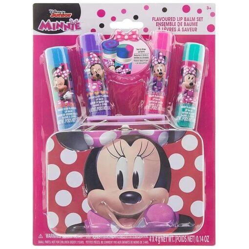 Disney Minnie Mouse - Townley Girl Vegan Plant Based Flavoured Swirl Lip Balm with Tin Case Makeup Cosmetic Set for Kids and Girls, Ages 3+ Perfect for Parties, Sleepovers & Makeovers