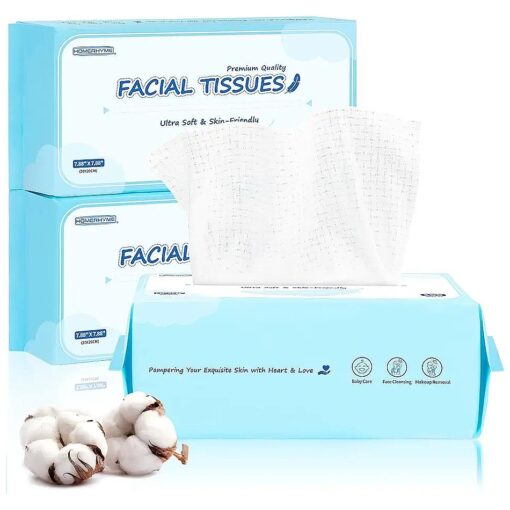 Face Towel, 300 Count Face Wipes Makeup Remover Cloth, Bulk Disposable Ultra-Soft & Lint-Free Degradable Unscented Facial Tissues for Skincare & Surface Cleansing, 7.88" x 7.88"