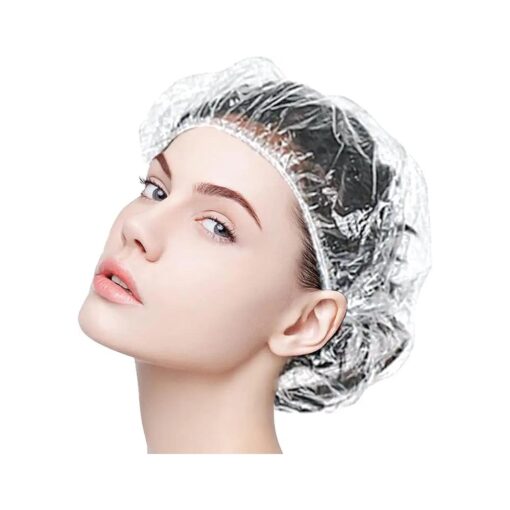 Avando Disposable Shower Caps 200pcs Hair Processing Clear Plastic Caps For Spa Home Use Hotel and Hair Salon Plastic Clear Elastic Bath Cap