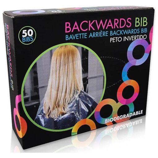 FRAMAR Backwards Bib Disposable Capes Salon, Protects Clients, Salon Chair & Salon Cape from Hair Dye, Disposable salon capes for clients, Barber Cape & Hair Cutting Cape - 50 bibs