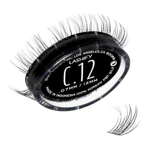 Lashify Curl 12mm Gossamer DIY Eyelash Extensions Refill, Black, Easy False Eyelashes for a Natural Look