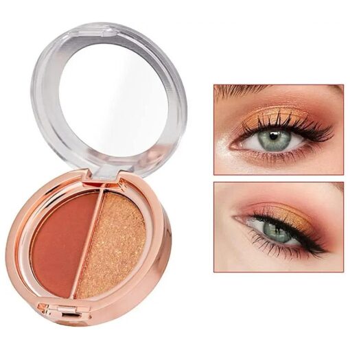 Double color eye shadow, high pigment eye makeup palette, matte shimmer metal eye shadow powder, waterproof and durable color eye shadow ( 01 # Sunset orange )