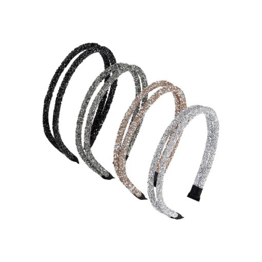 WILLBOND 4 Pieces Rhinestone Headband Double Crystal Side Imitation Diamond Hoop Thin Band for Women Girls Hair Accessory