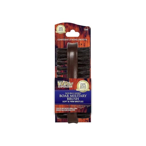 Firstline Wav Enforcer Double-Sided Military Boar Bristle Brush, Brown