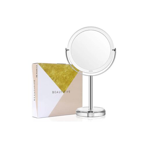 Makeup Mirror, Double Sided Vanity Mirror with 1x/7x, Tabletop Magnifying Mirror, Swivel Round Mirror with 360degRotation, Retro Style Bathroom Mirror