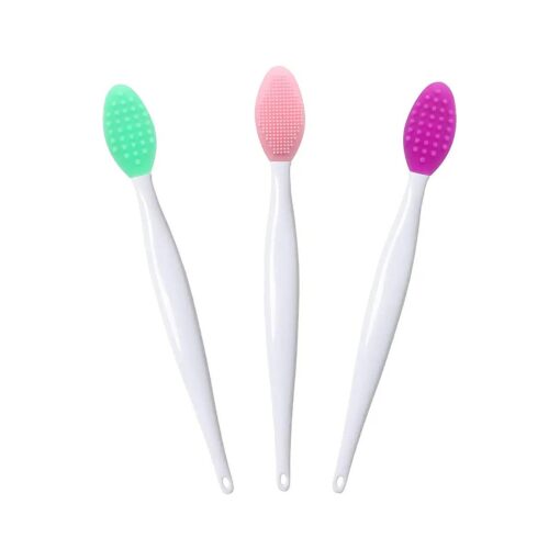 Lip Scrub Brush Lip Brush Tool, Double-Sided Silicone Exfoliating Lip Brush, Gentle Lip Exfoliator Scrubber Brush for Smooth, Soft, Bright, and Healthy Lips ( 3 PCS )