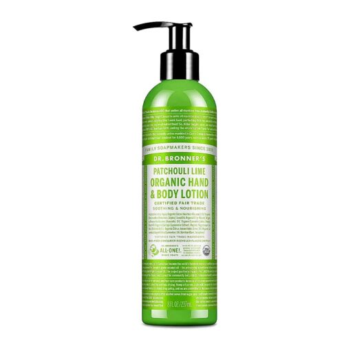 Dr. Bronner 's - Organic Lotion ( Patchouli Lime, 8 Ounce ) - Body Lotion and Moisturizer, Certified Organic, Soothing for Hands, Face and Body, Highly Emollient, Nourishes and Hydrates, Vegan, Non-GMO