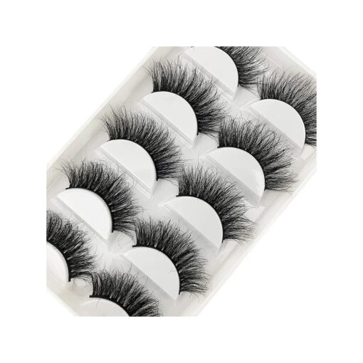 3D Mink Lashes,100 % Real Siberian Mink Fur Lashes, Dramatic Cat-Eyes Look, Natural Fluffy Volume Long Wispy Totally Cruelty-Free, Reusable & Handmade Fake Eyelashes 5 Pairs ( A11 )