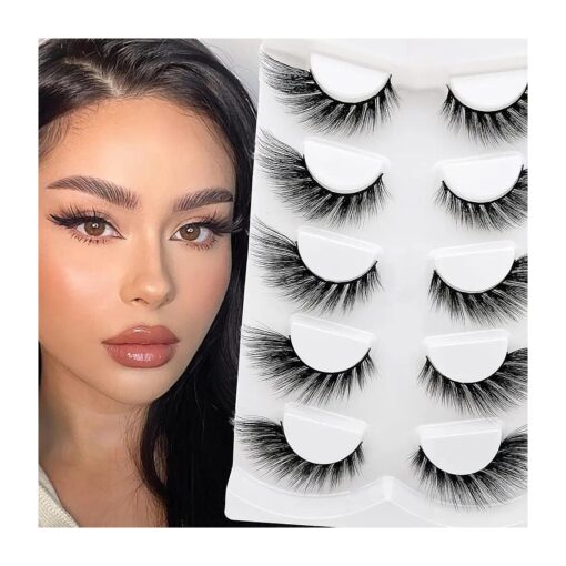 outopen 5 Pairs Fox Eye Lashes, 17mm, Winged Angel Fluffy Dramatic Faux Mink Eyelashes, Cat Eye False Eyelashes Lift Effect ( A1-Angel Wings D489 )