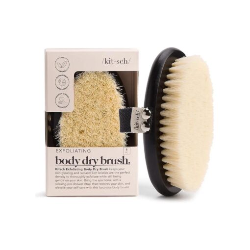 Dry Brushing Body Brush & Exfoliating Body Scrubber, Lymphatic Drainage Massager with Soft Vegan Bristle for Sensitive Skin, Gentle Back Scrubber & Dry Brush Body Care Exfoliator