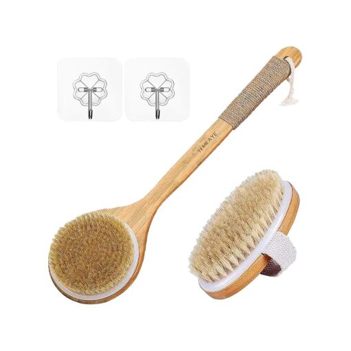 Dry Brushing Body Brush Sets Wooden Handle Combined with Medium Strength Natural Bristles Gentle Exfoliator Remove Cellulite Lymphatic Drainage Makes The Skin of The Entire Body Softer